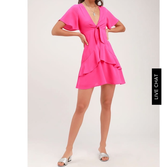 NWT Fuschia/ hot pink tie front skater dress - Picture 2 of 5